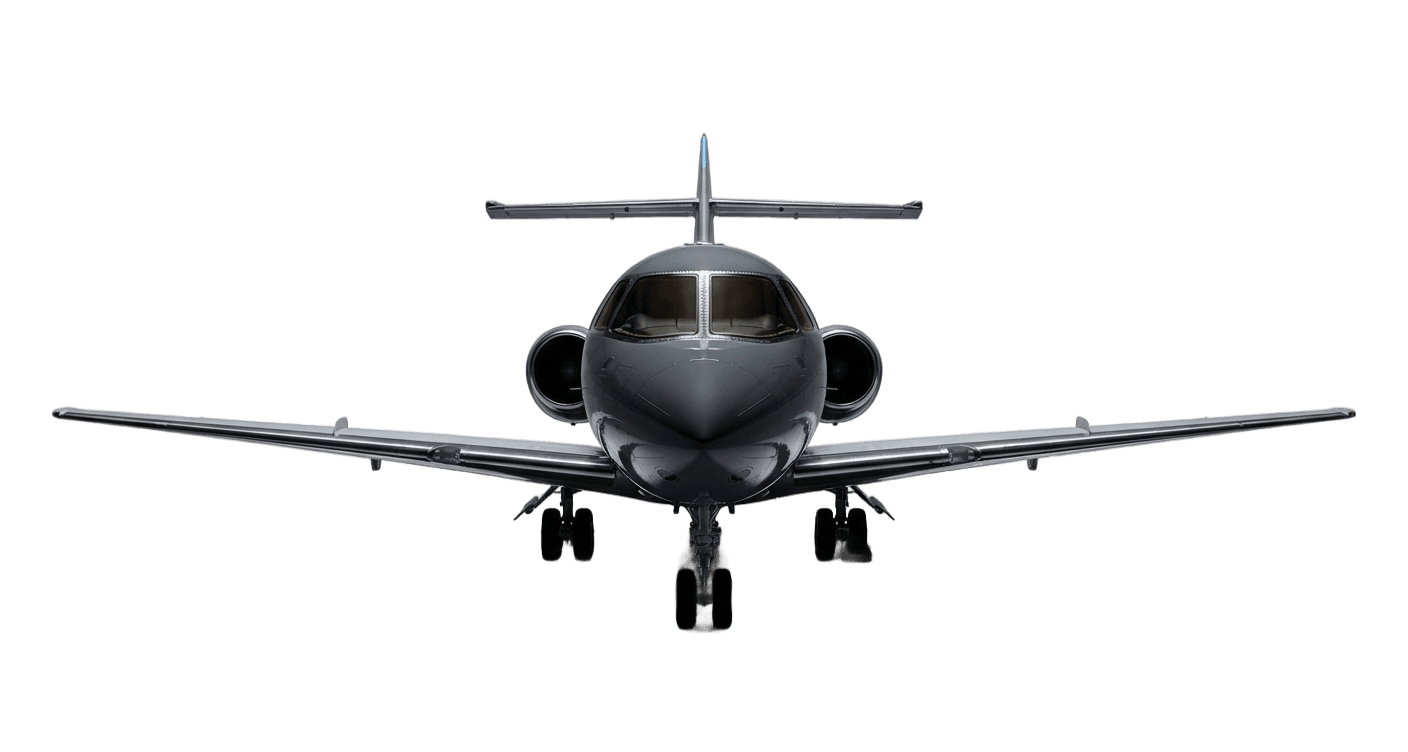 Hawker 800A front view — 51ft wingspan